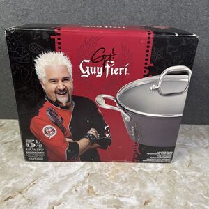 GUY FIERI 5.5 QUART DUTCH OVEN WITH GLASS LID PORCELAIN CAST IRON LIGHT Open Box